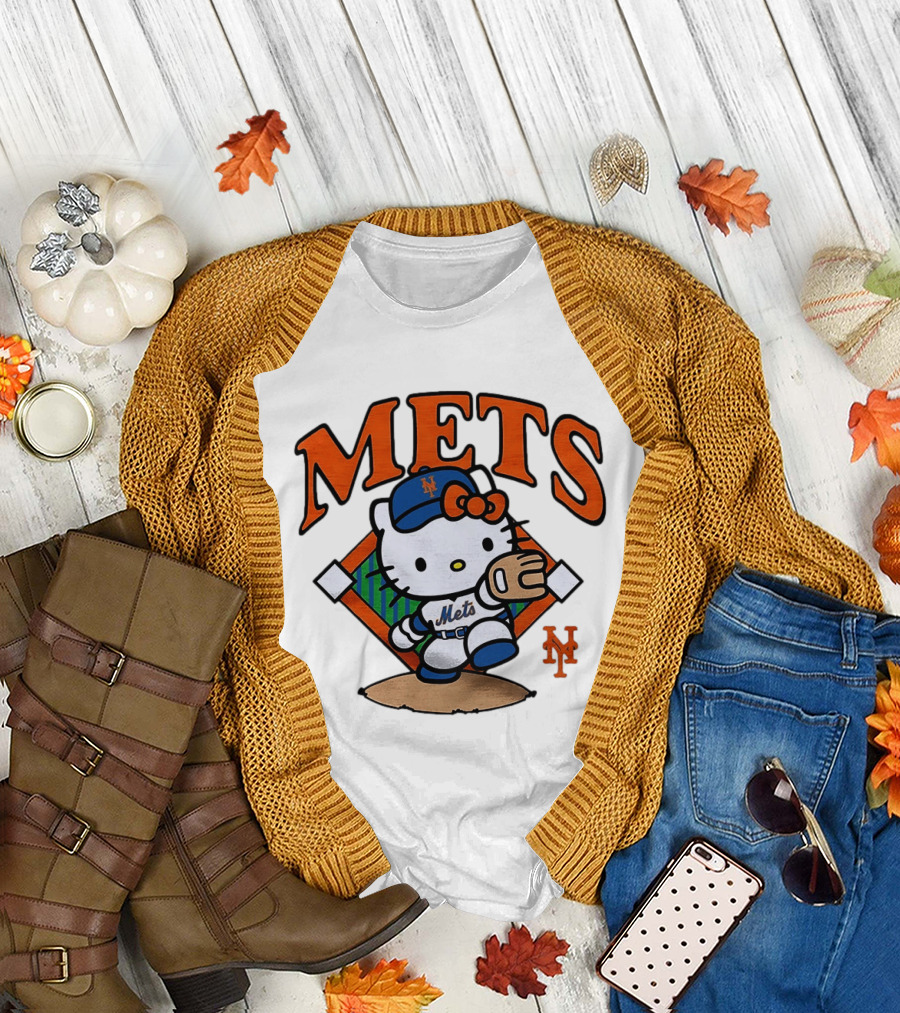 Hello Kitty New York Mets Baseball 2026 MLB Mets Player Outfit T-Shirt