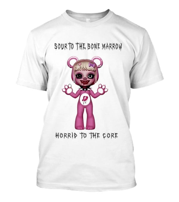 Sour To The Bone Marrow Horrid To The Core Pink Bear Character With Skull Tattoo T-Shirt