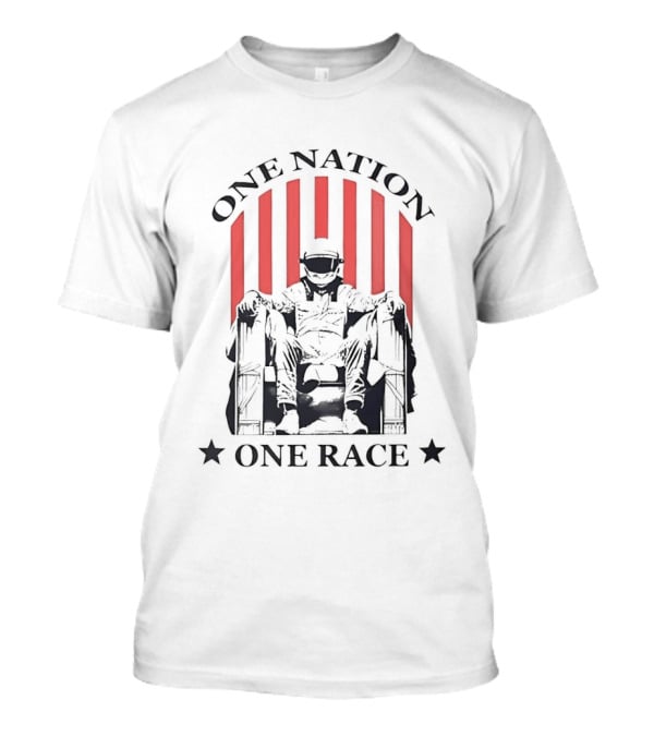 One Nation One Race Racing News Reaction Stars Statue Stripes T-Shirt