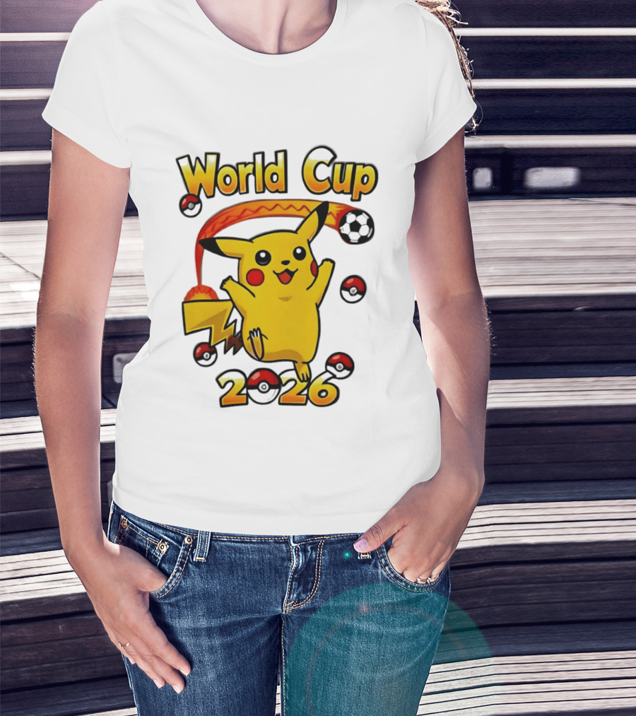 World Cup 2026 Pokémon Pikachu Soccer Poké Balls T-Shirt