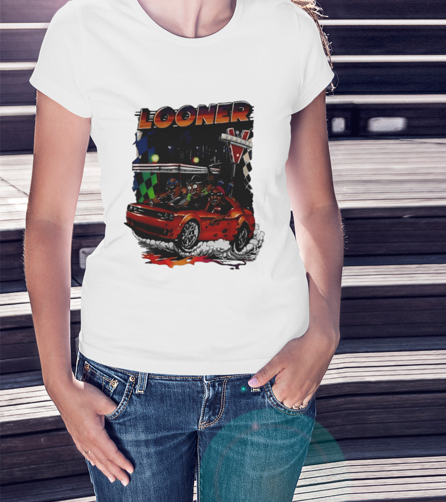Looner Cartoon Car Race Adventure T-Shirt