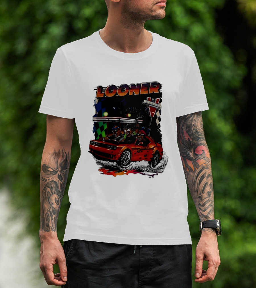 Looner Cartoon Car Race Adventure T-Shirt