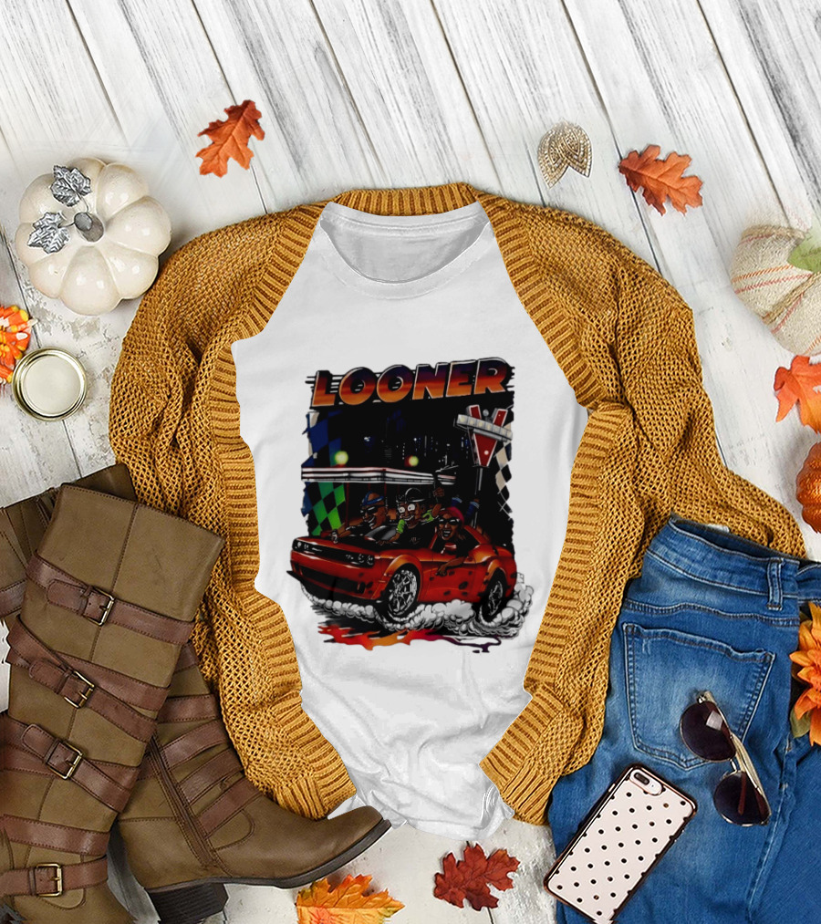 Looner Cartoon Car Race Adventure T-Shirt