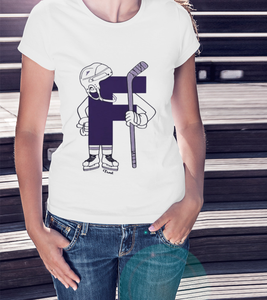 Minnesota Frost Hockey Character With Stick And Helmet T-Shirt