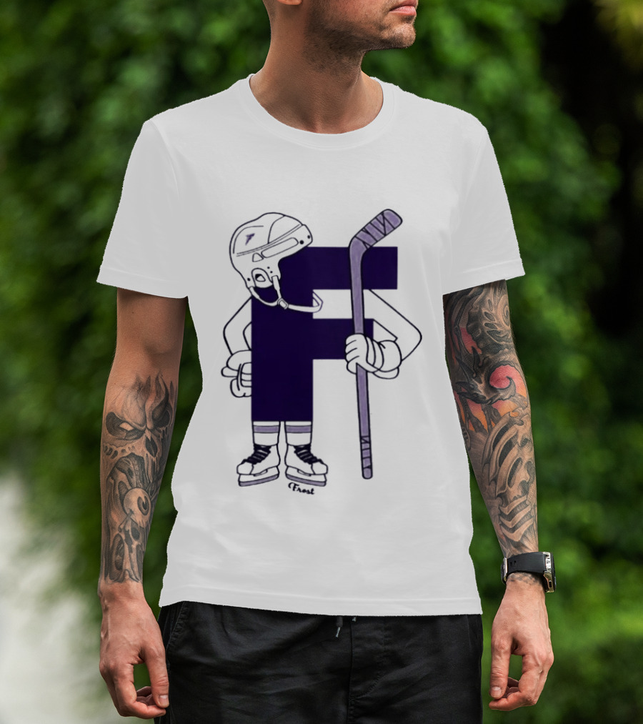 Minnesota Frost Hockey Character With Stick And Helmet T-Shirt