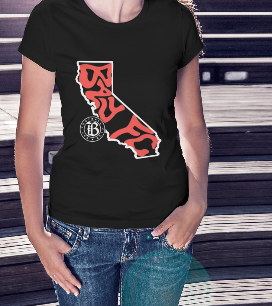 Bay FC Groovy Text California State Map Football Club T-Shirt