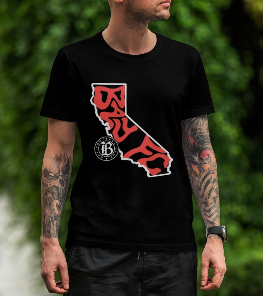 Bay FC Groovy Text California State Map Football Club T-Shirt