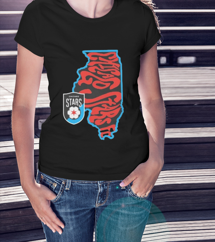 Chicago Stars FC Groovy Team State Illinois Map T-Shirt