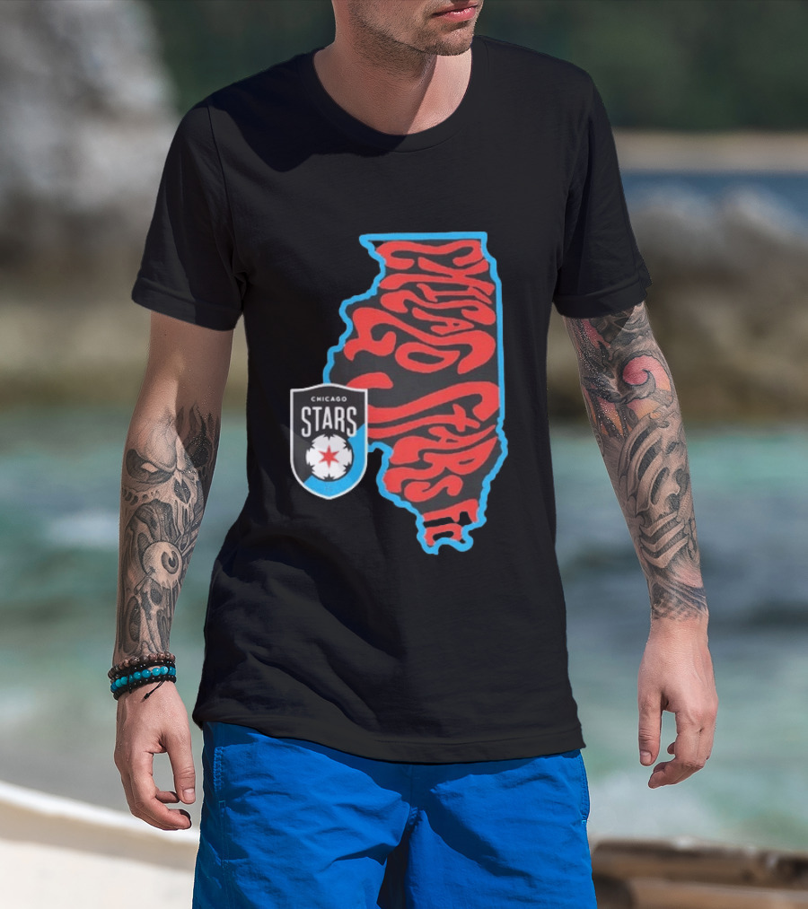 Chicago Stars FC Groovy Team State Illinois Map T-Shirt