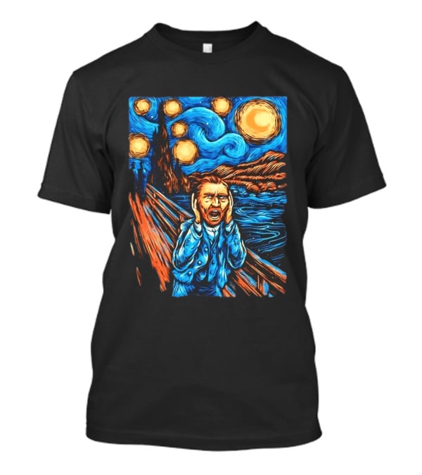 Vincent Van Gogh Starry Night Meets Edvard Munch The Scream Fusion T-Shirt