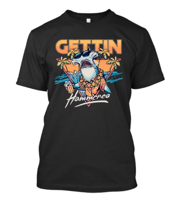 Gettin Hammered Shark Tropical Sunset Vibes T-Shirt
