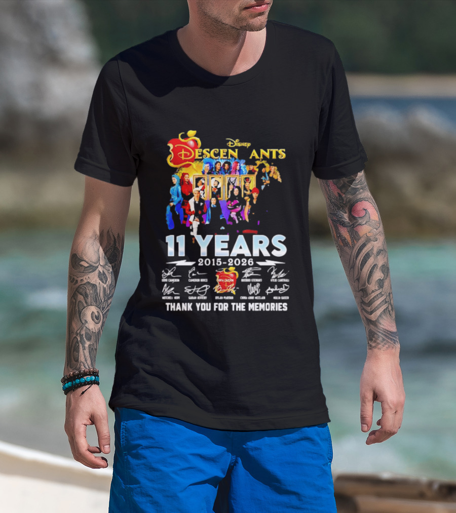 Disney Descendants 11 Years 2015 2026 Thank You For The Memories Signatures T-Shirt