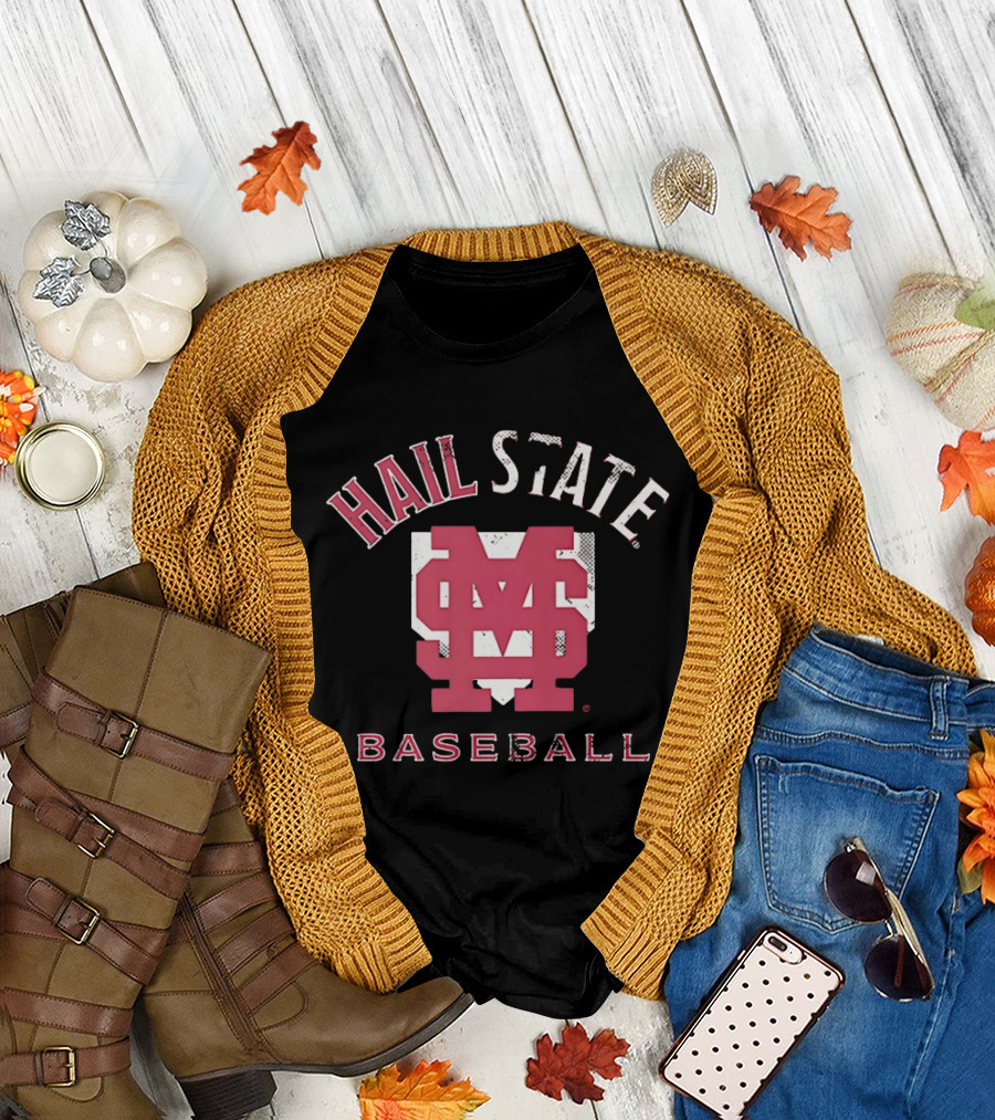 Hail State MSU Baseball Home Plate T-Shirt