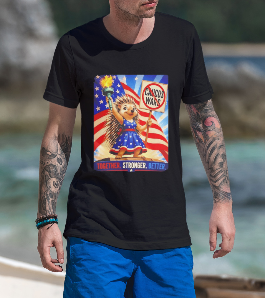 Hedgehog Liberty No Caucus Wars Together Stronger Better T-Shirt