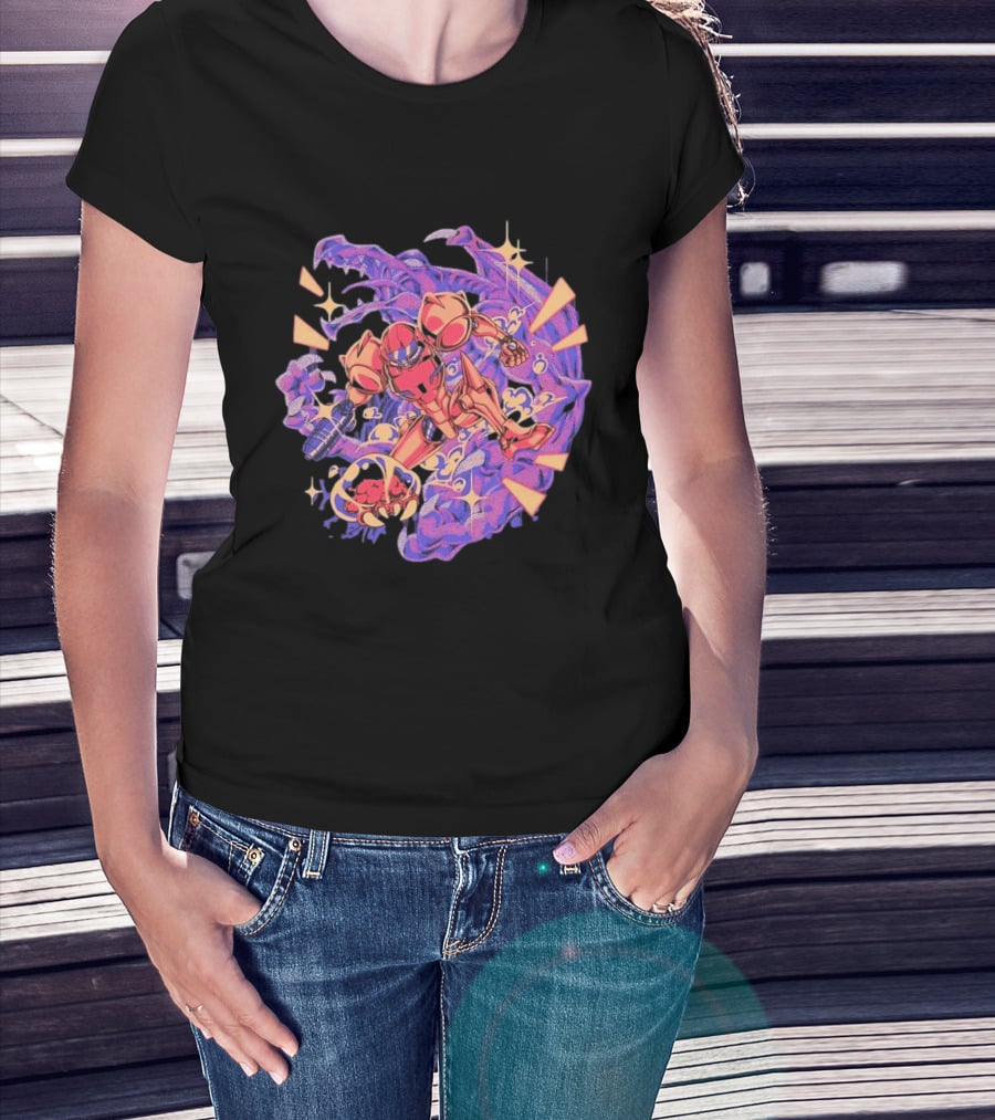 Metroid Samus Aran Versus Ridley Galactic Battle Hunter T-Shirt