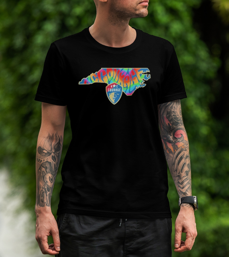 North Carolina Courage Pride State Rainbow Map T-Shirt