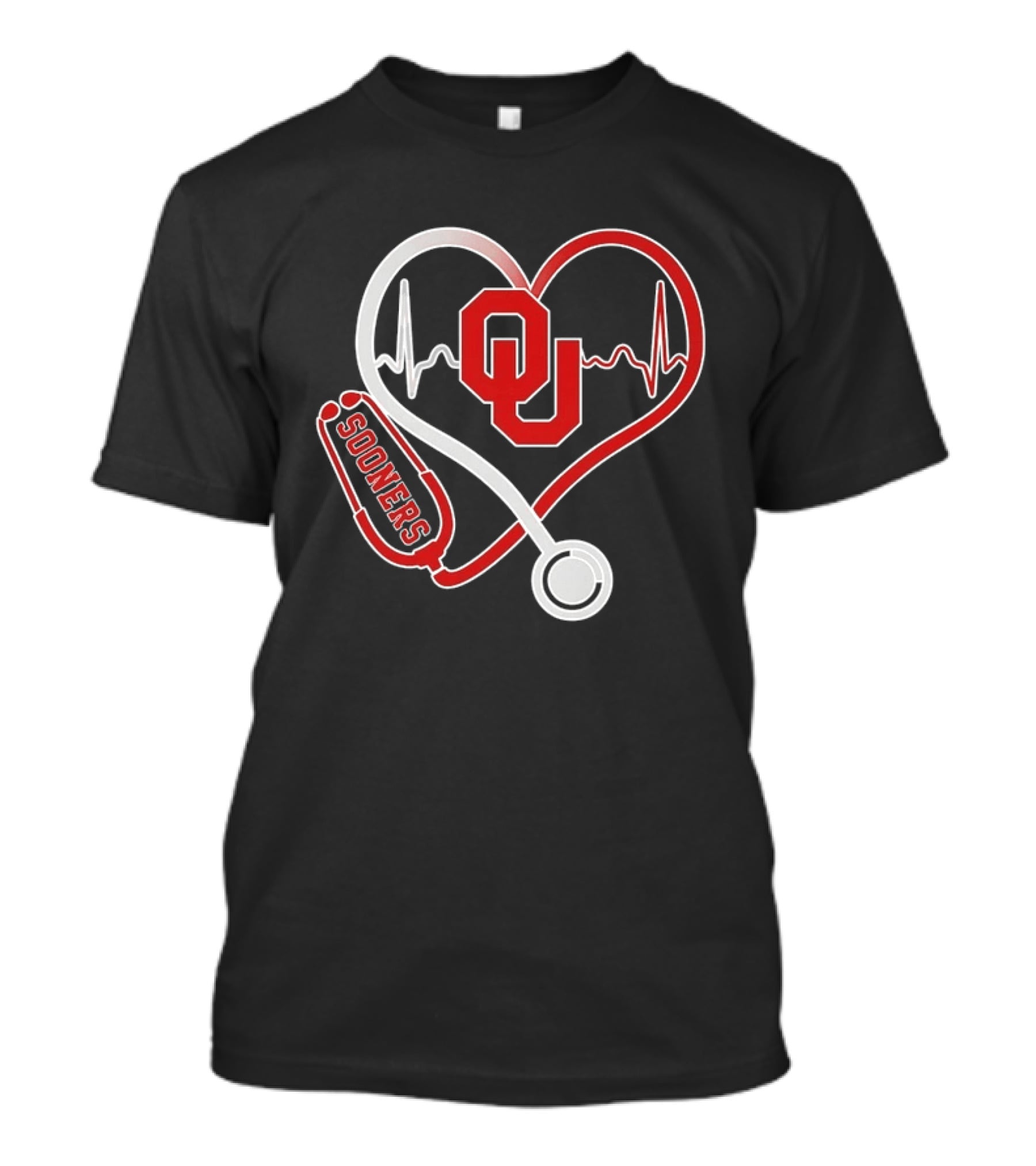 Oklahoma Sooners Heartbeat Nurse Love Stethoscope T-Shirt