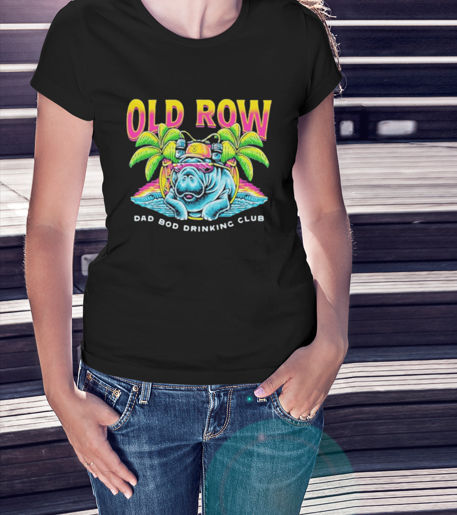 Old Row Dad Bod Drinking Club Manatee Tropical Palm Tree T-Shirt