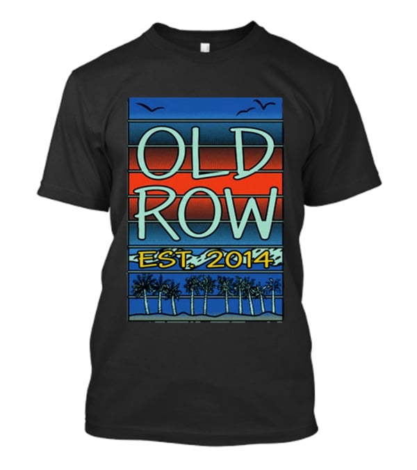Old Row Est. 2014 Palm Scene Sunset Stripes T-Shirt