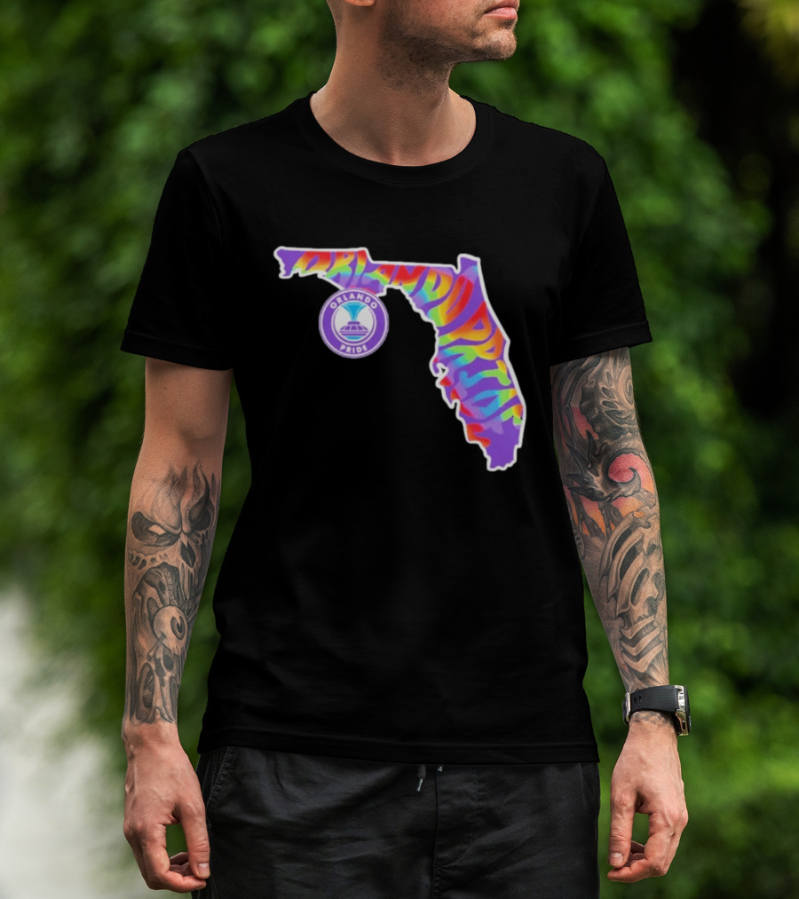 Orlando Pride Groovy Rainbow Florida Map T-Shirt