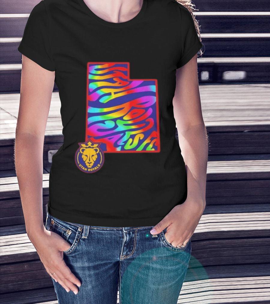 Utah Royals FC Pride Groovy Rainbow State T-Shirt