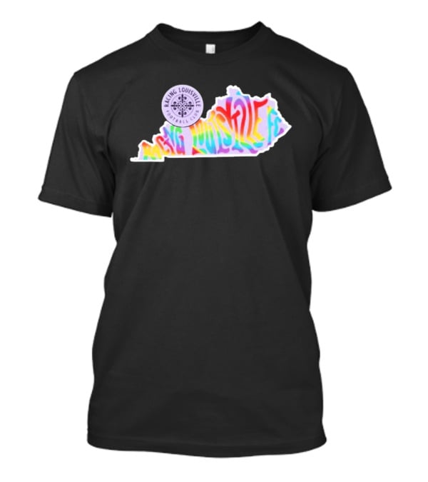 Racing Louisville FC Pride Kentucky State Map Groovy T-Shirt