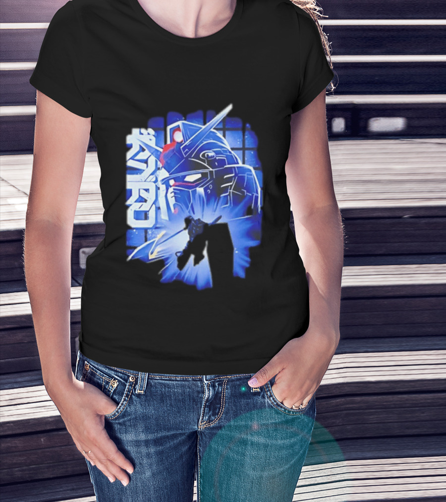 RX 78 2 Mobile Suit Gundam Fighter Neon Blue T-Shirt