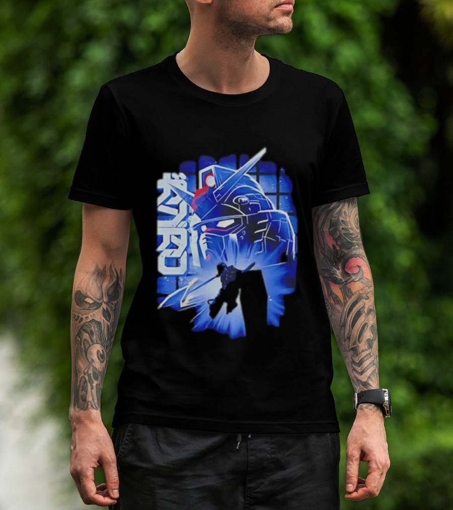 RX 78 2 Mobile Suit Gundam Fighter Neon Blue T-Shirt