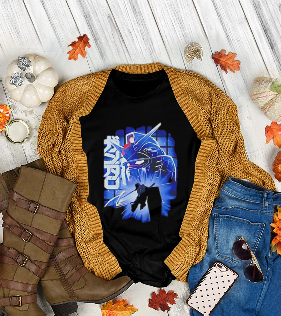 RX 78 2 Mobile Suit Gundam Fighter Neon Blue T-Shirt