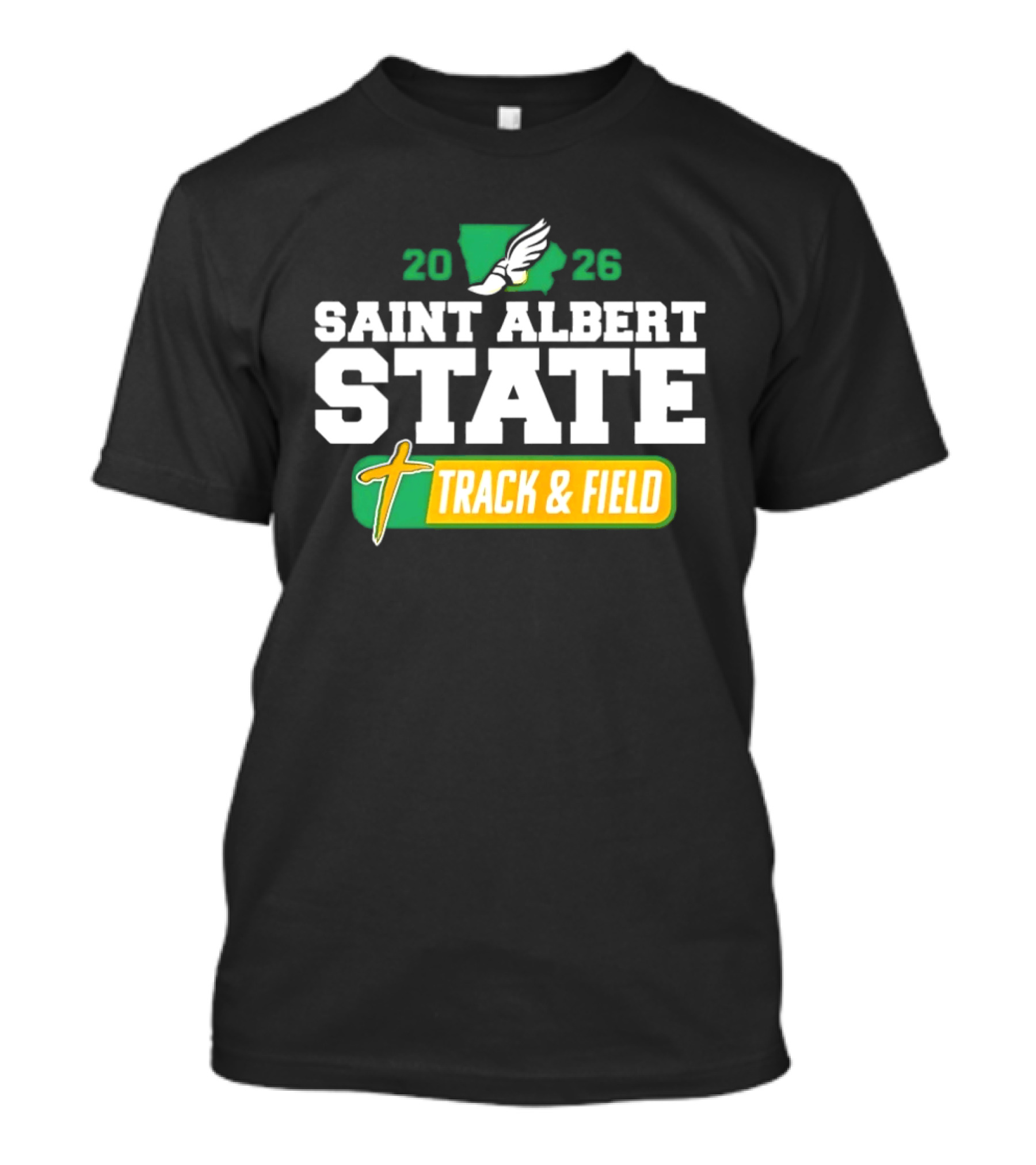 Saint Albert State 2026 Track & Field Winged Shoe T-Shirt