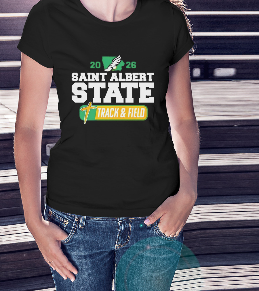 Saint Albert State 2026 Track & Field Winged Shoe T-Shirt