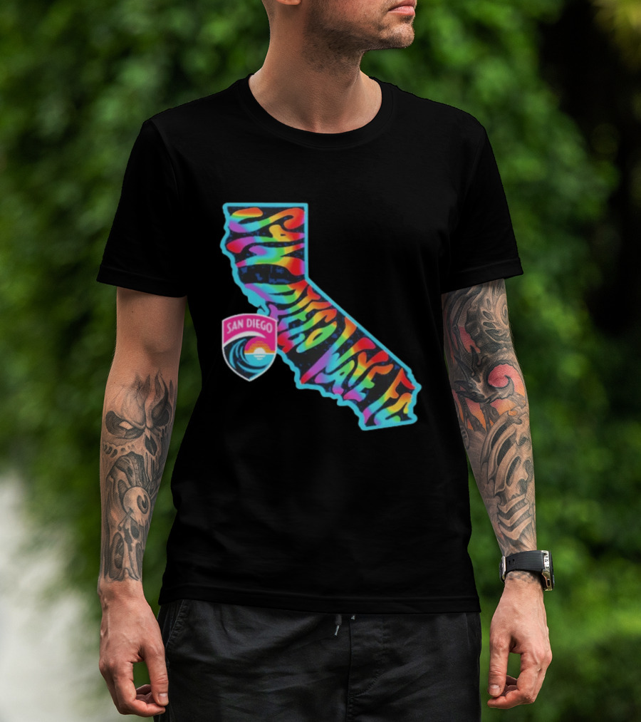San Diego Wave FC Groovy Pride California Map T-Shirt
