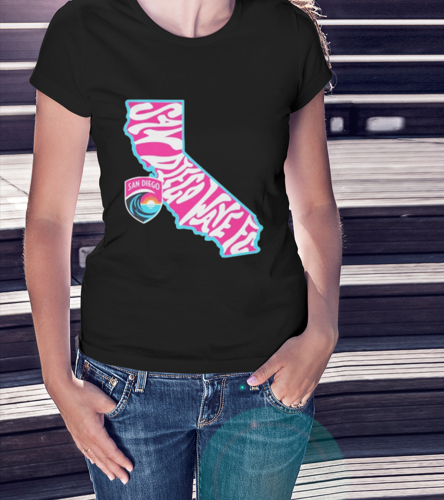 San Diego Wave FC Groovy California Pink State T-Shirt