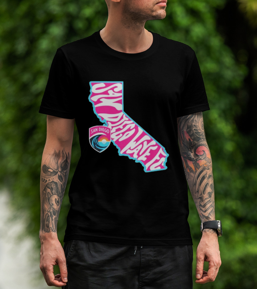 San Diego Wave FC Groovy California Pink State T-Shirt