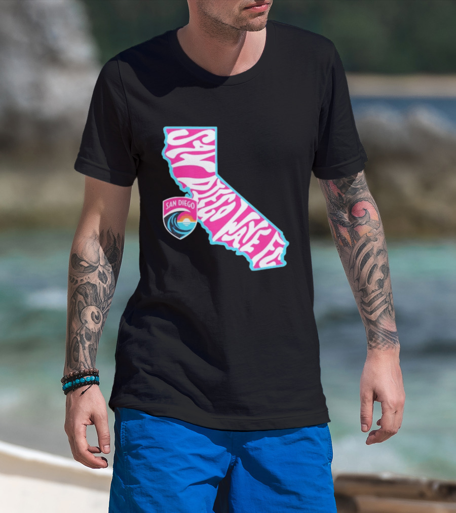 San Diego Wave FC Groovy California Pink State T-Shirt