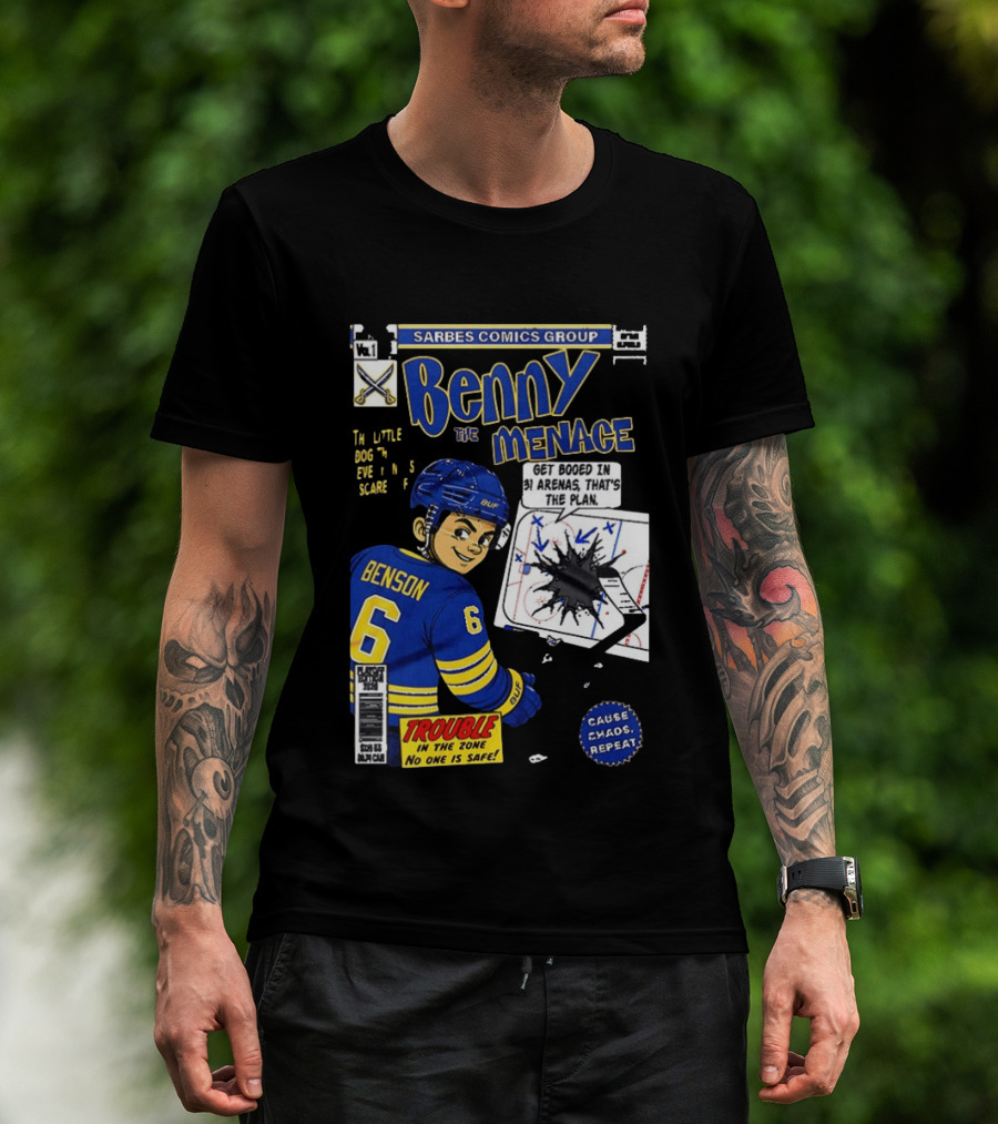 Sarbes Comics Benny The Menace Zach Benson Trouble Buffalo Sabres Hockey T-Shirt