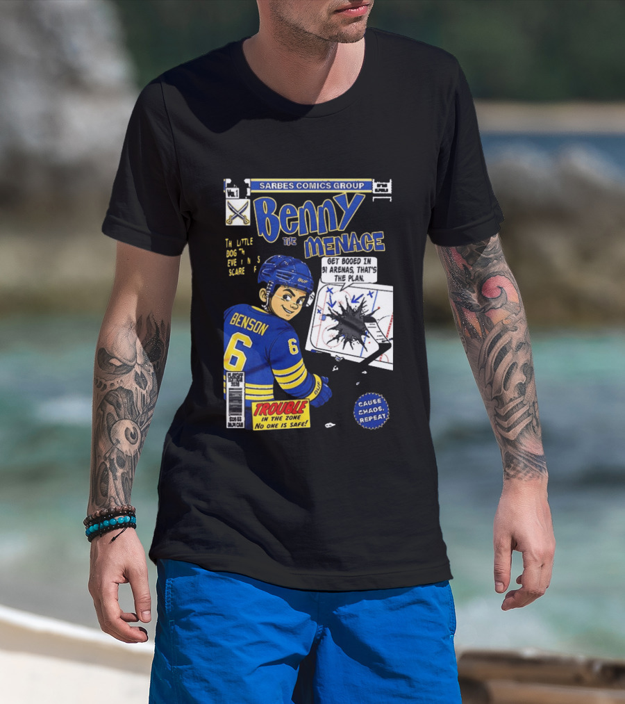 Sarbes Comics Benny The Menace Zach Benson Trouble Buffalo Sabres Hockey T-Shirt