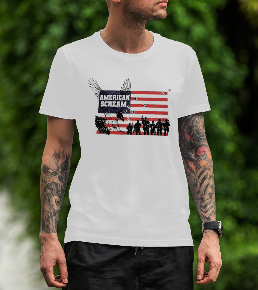 American Scream Soldiers USA Flag Eagle T-Shirt