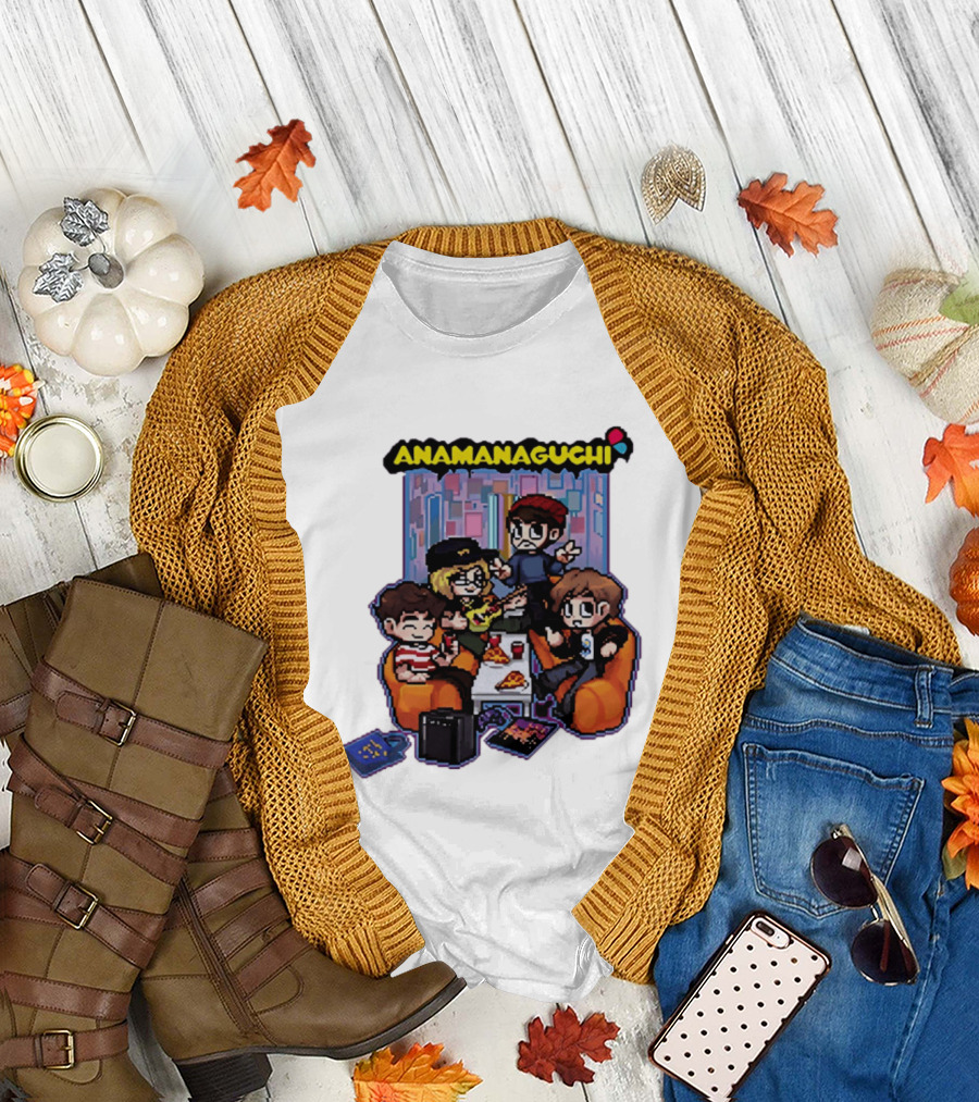 Anamanaguchi Scott Pilgrim vs The World The Game Retro Pixel Art Scene T-Shirt