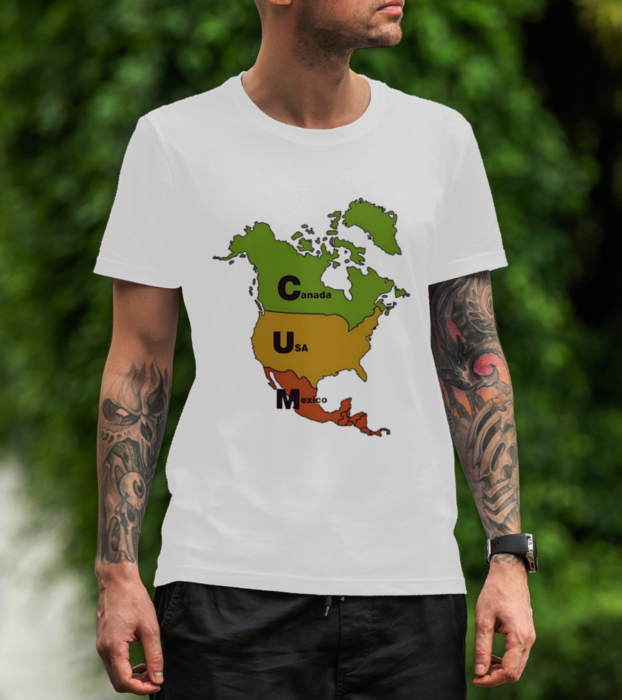 Canada USA Mexico Map CUM Bold Letters T-Shirt