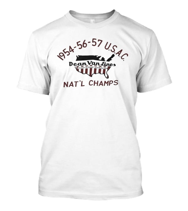 1954 56 57 USAC Dean Van Lines Nat'l Champs Vintage Racing Team American Flag Map T-Shirt