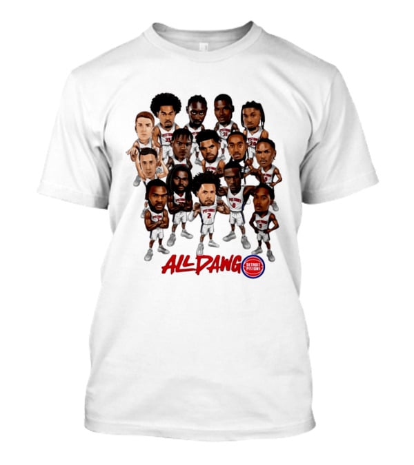 Detroit Pistons All Dawg Team Caricature Players T-Shirt