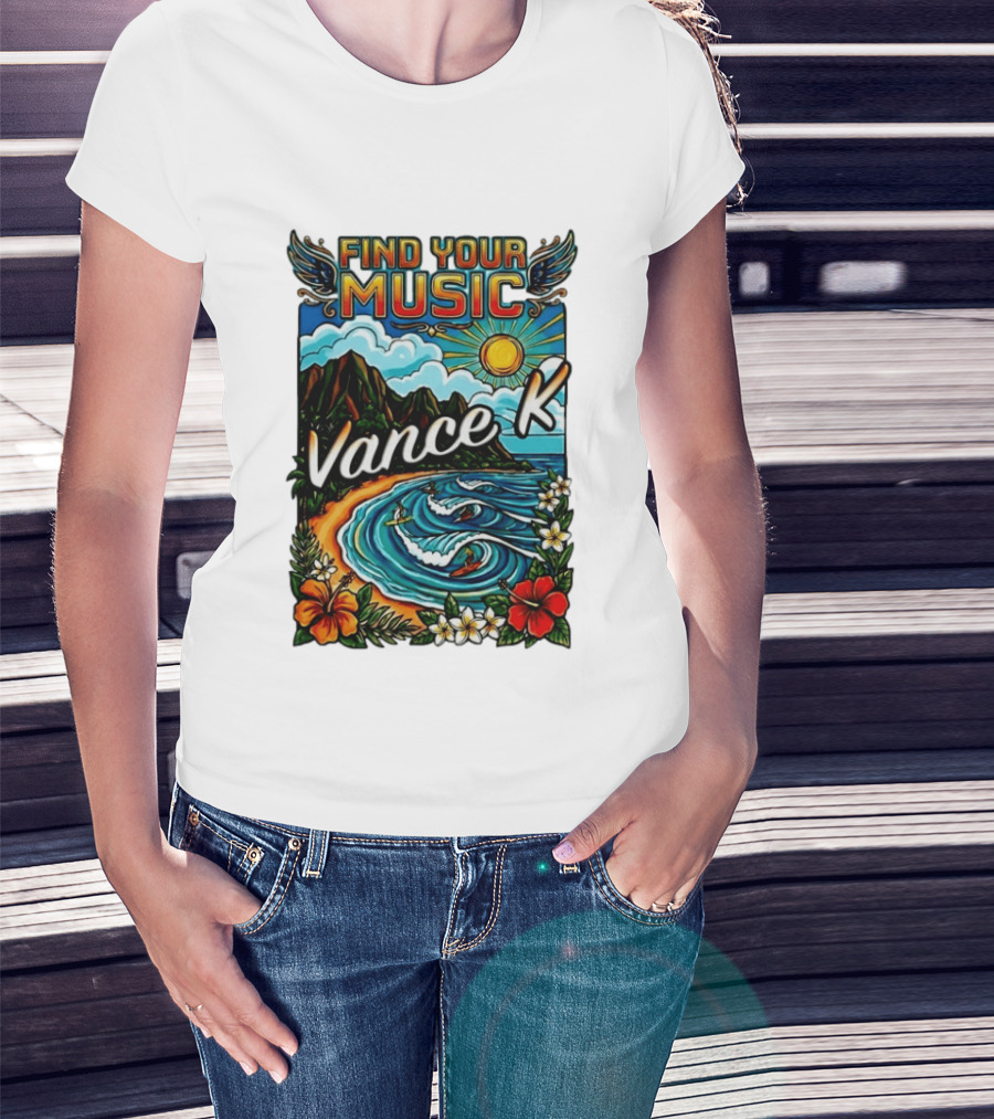 Find Your Music Vance K Tropical Surfing Paradise T-Shirt