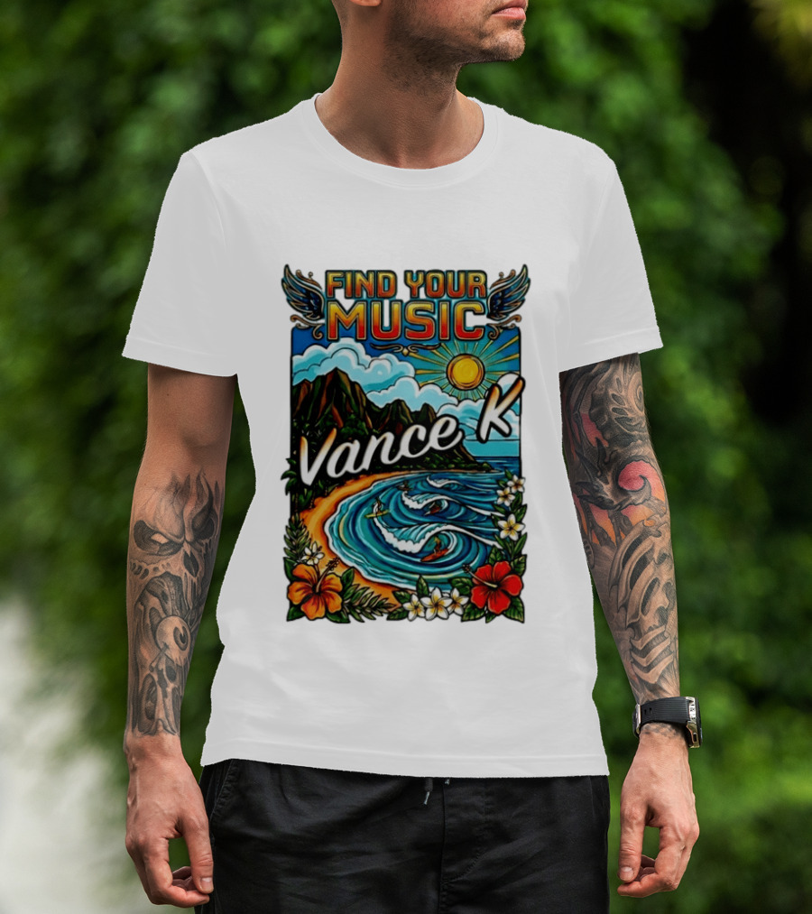 Find Your Music Vance K Tropical Surfing Paradise T-Shirt