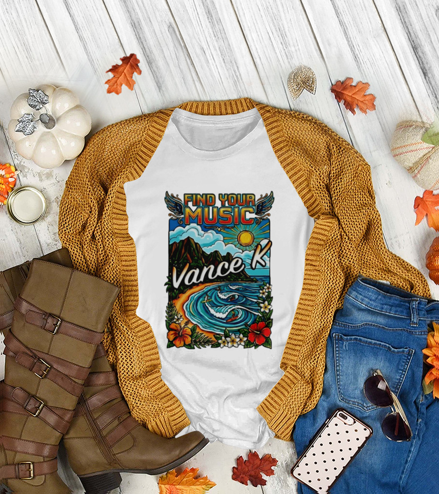 Find Your Music Vance K Tropical Surfing Paradise T-Shirt