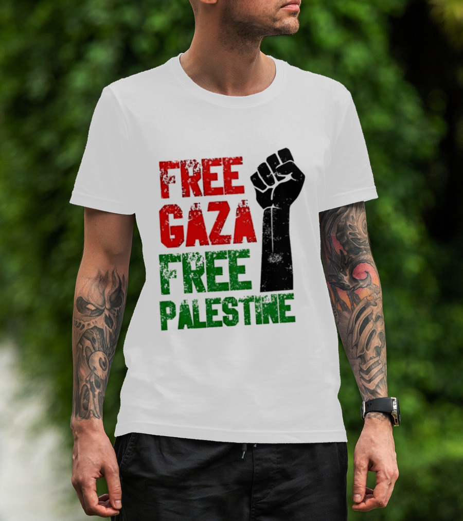 Free Gaza Free Palestine Raised Fist T-Shirt