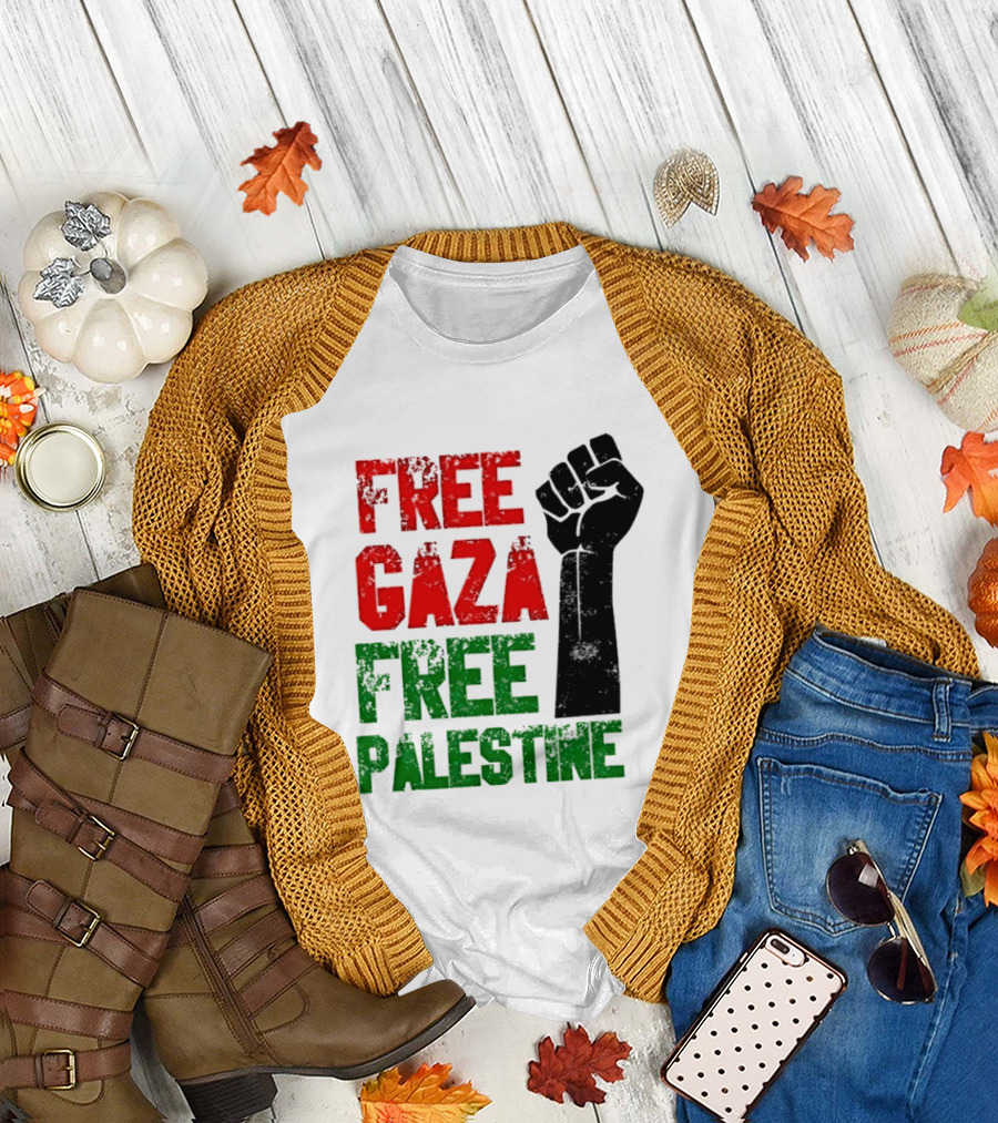 Free Gaza Free Palestine Raised Fist T-Shirt