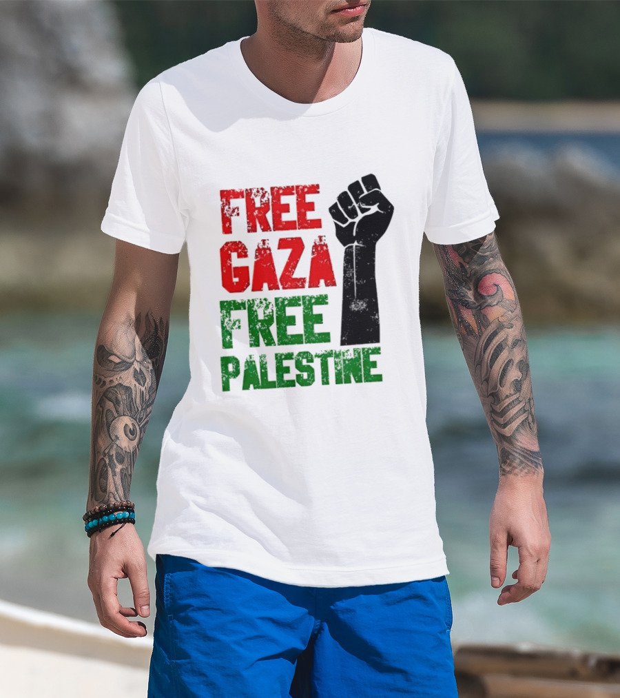 Free Gaza Free Palestine Raised Fist T-Shirt