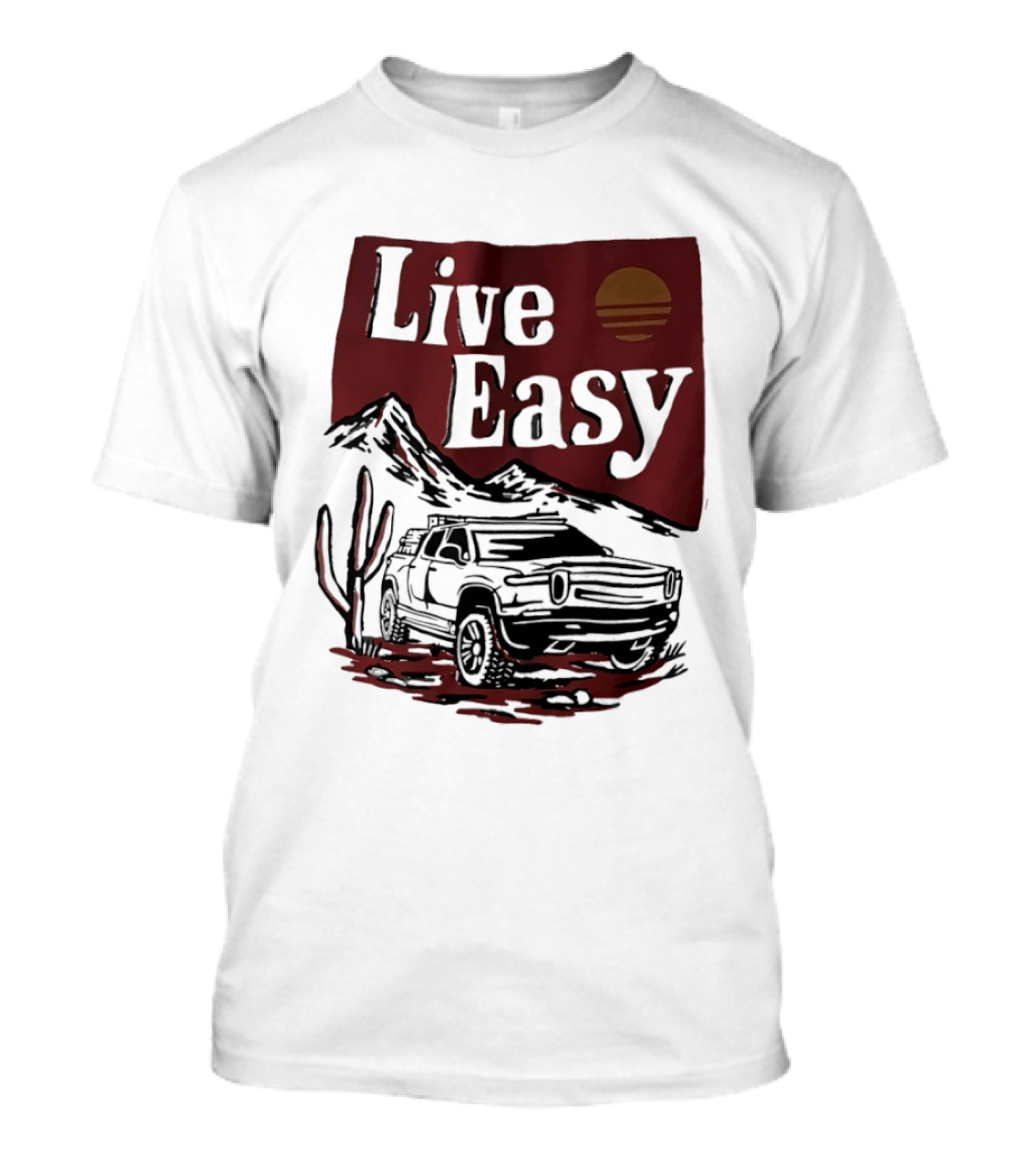 Live Easy Bronco Car Desert Adventure Sunset T-Shirt