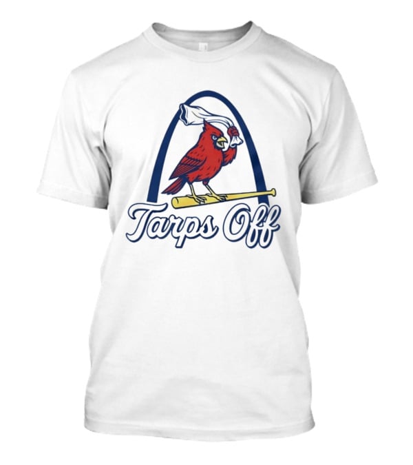 St. Louis Cardinals Tarps Off Bird Logo Arch Baseball T-Shirt